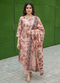 3Pc Linen Allover Unstitched Suit